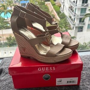 Guess Los Angeles Janessa Tan Wedge Sandals for Women